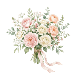 Watercolor pink flower bouquet