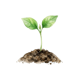 Watercolor sprouting green seedling